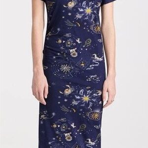 NWT CHUFY cosmos navy midi dress small knit long slit